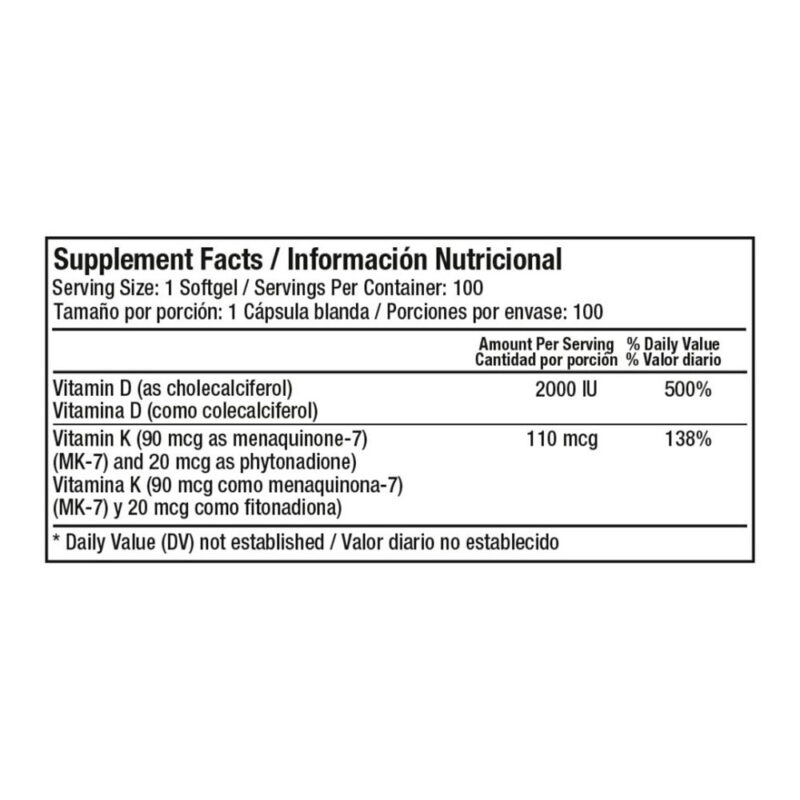 Vitamina Duovit Vitamina D3 + K2 Healthy America 100 softgels - Image 2
