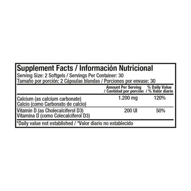 Vitamina Liquid Absorbable Calcium con Vitamina D3 60 softgels - Image 2